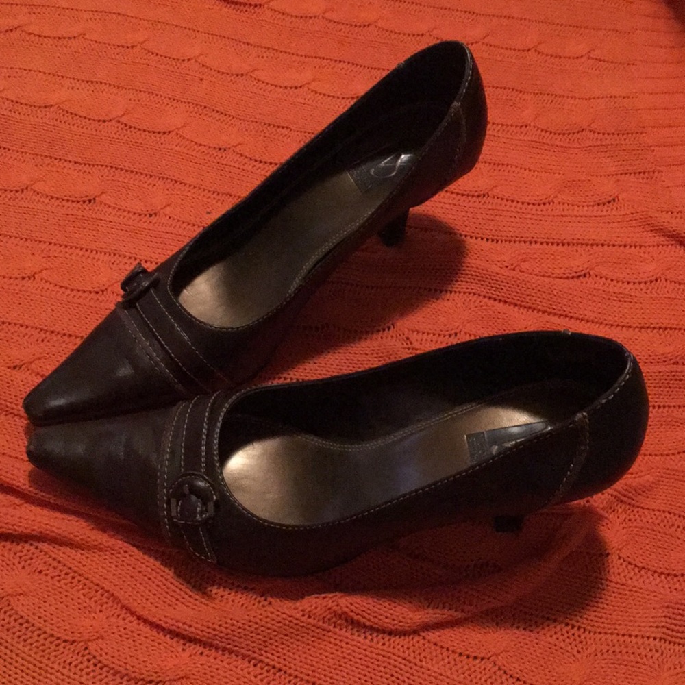Chocolate brown 2 inch leather heels.